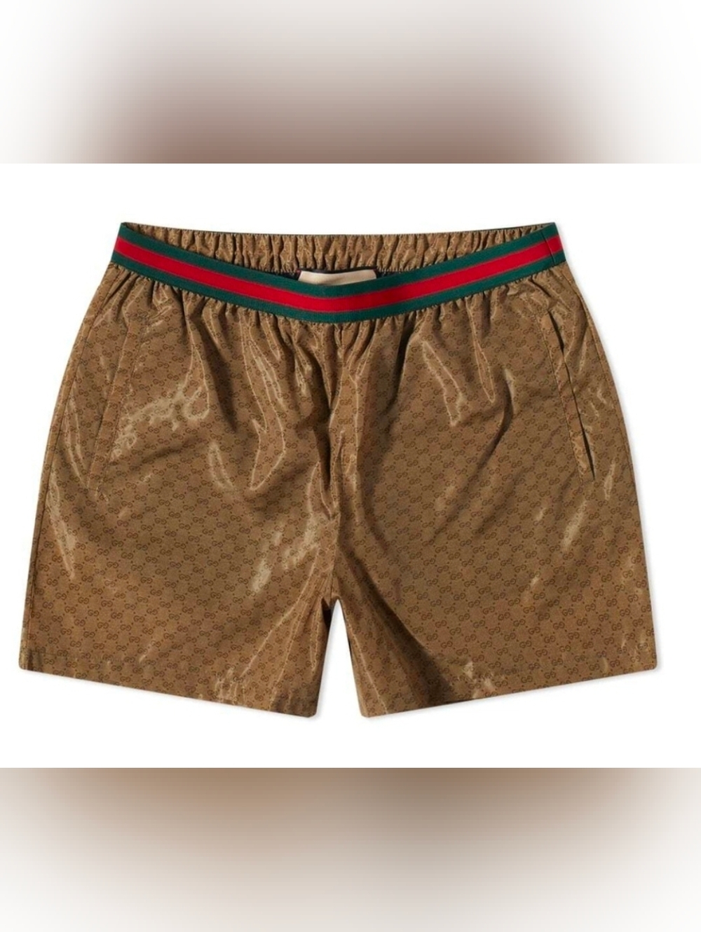 Gucci Men's GG Jaquard Swim Short in Camel
